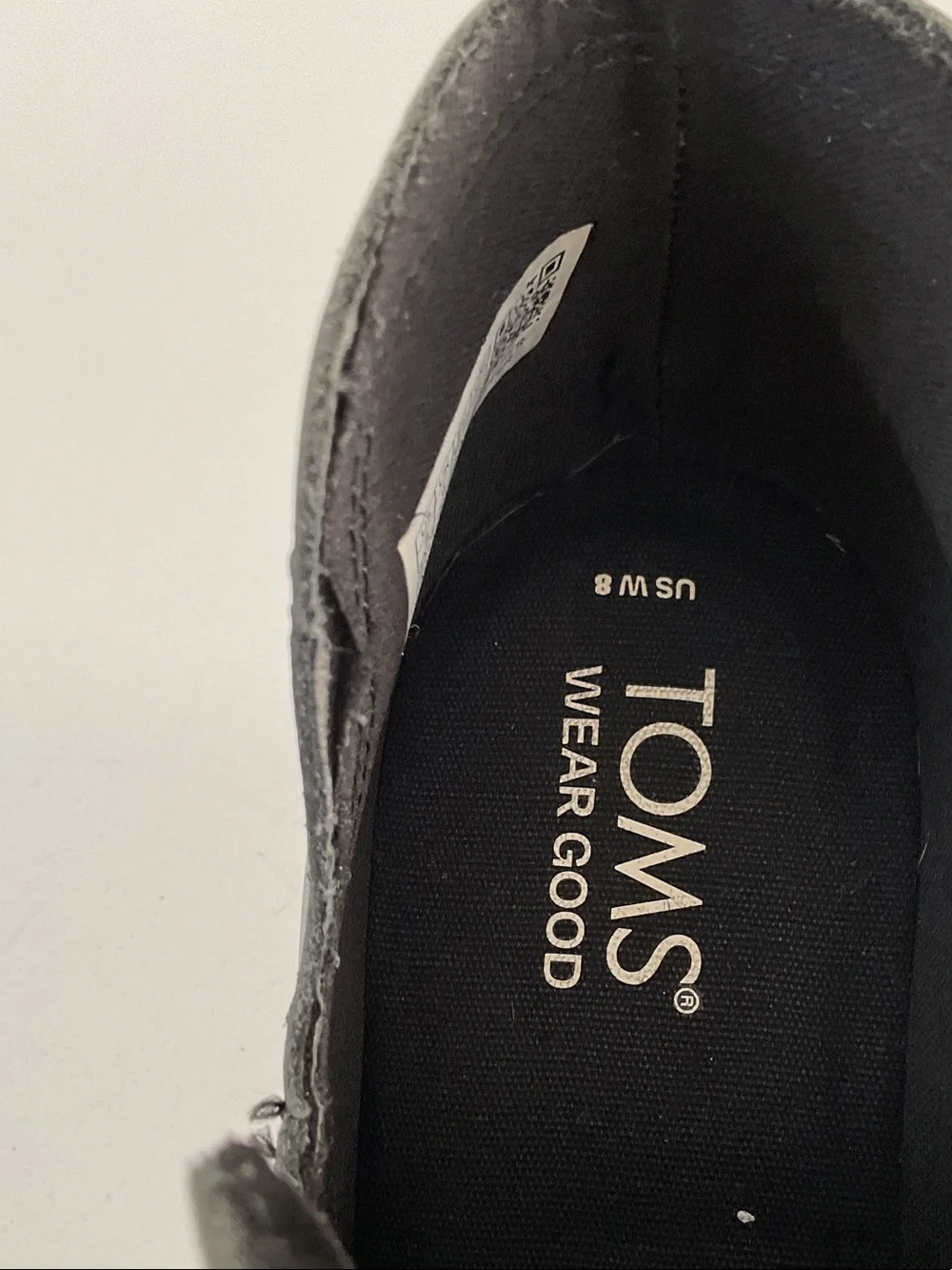 TOMS Wedge Ankle Booties - Black Leather